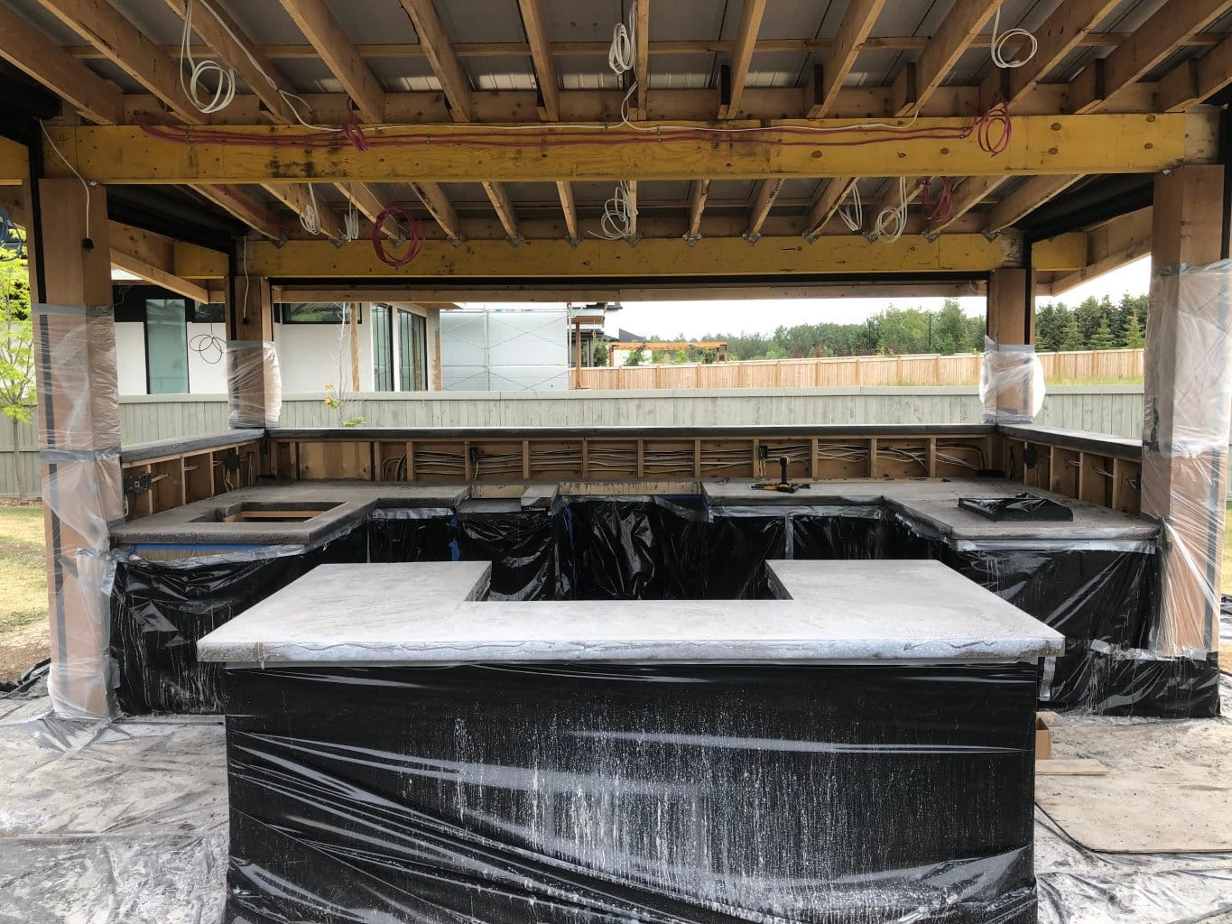 Concrete countertop in outside kitchen