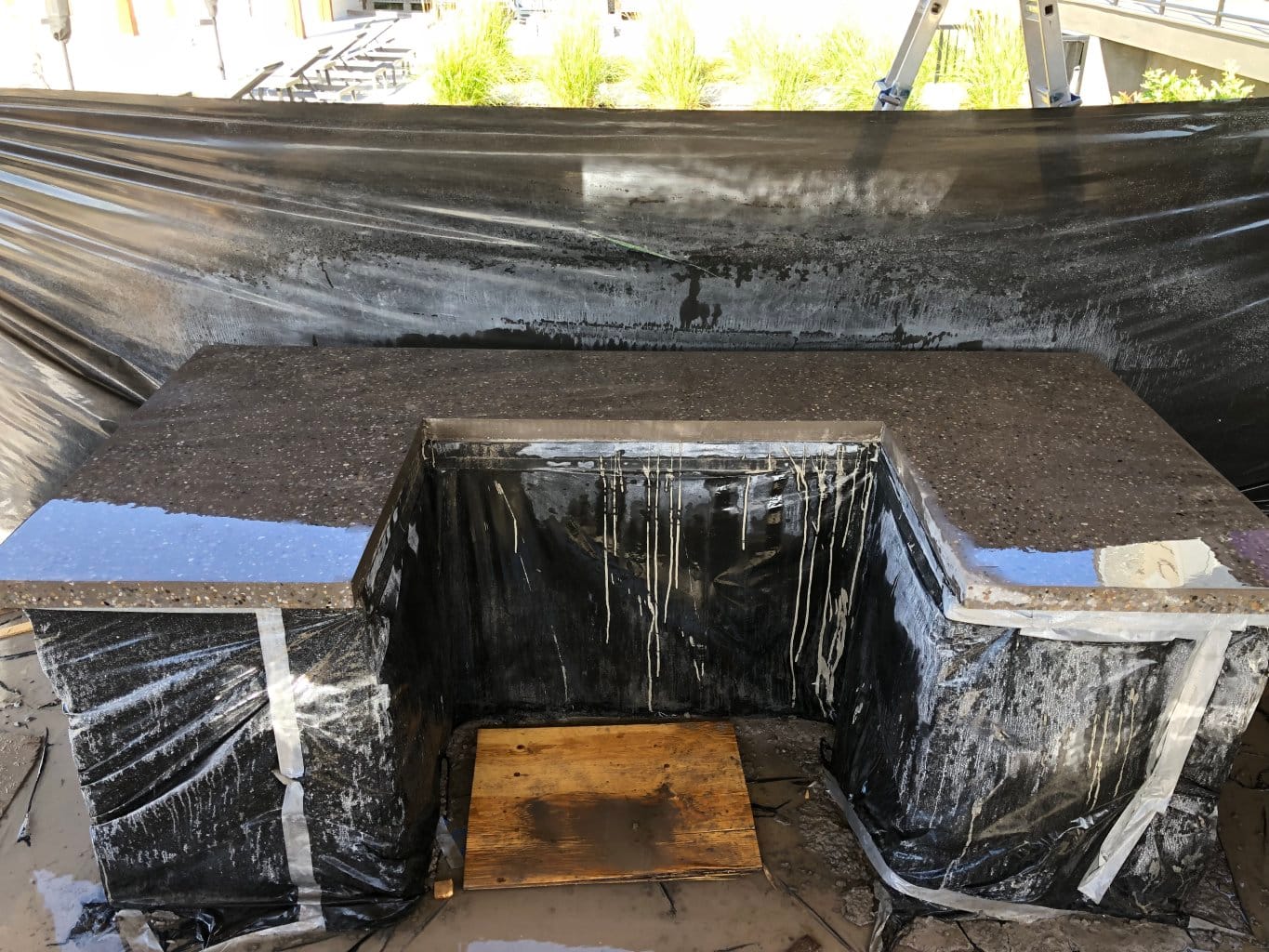 Concrete countertop in outside kitchen