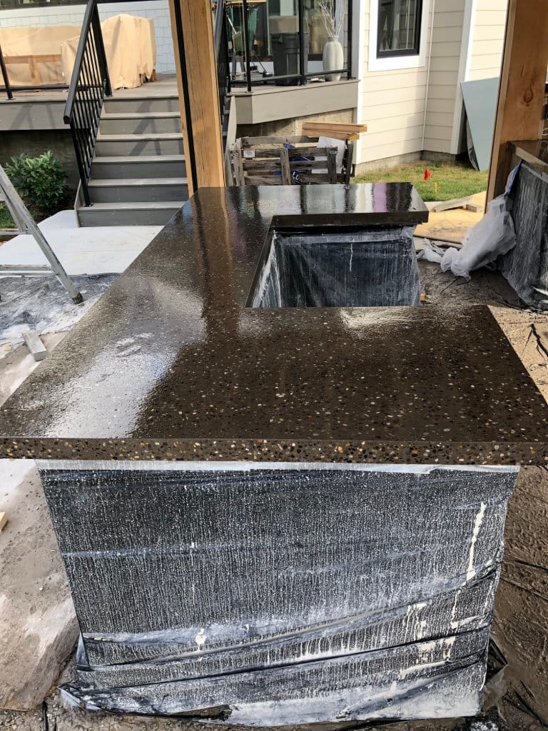 Concrete countertop in outside kitchen
