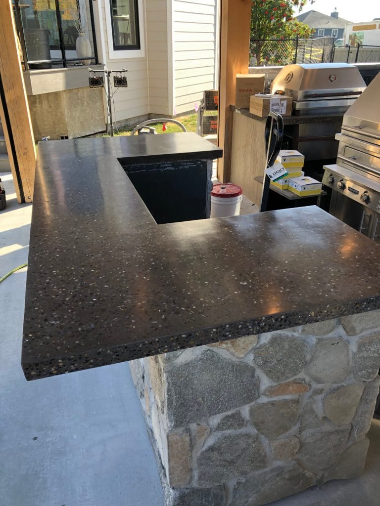 Concrete countertop in outside kitchen